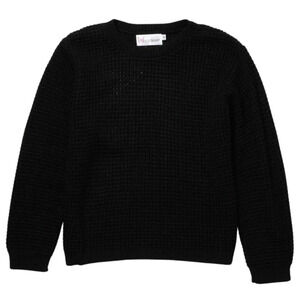 COTTON EMPORIUM Waffle Stitch Pullover Sweater Simple casual Black MEDIUM
